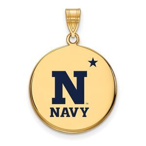 14k Gold Plated Silver U.S. Naval Academy Large Enamel Disc Pendant